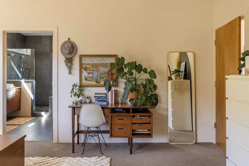 Master Bedroom:  mid-century modern desk for getting some work done in peace and quiet. 