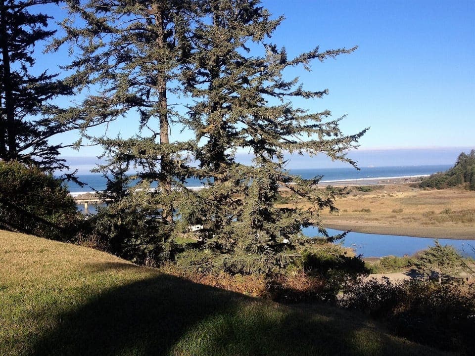 View from deck- Turtle Rock Beach and Hunter Creek estuary.
