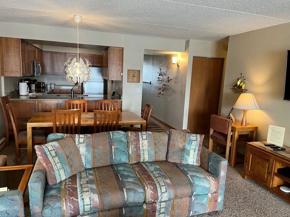 View from the family room toward the dining area 