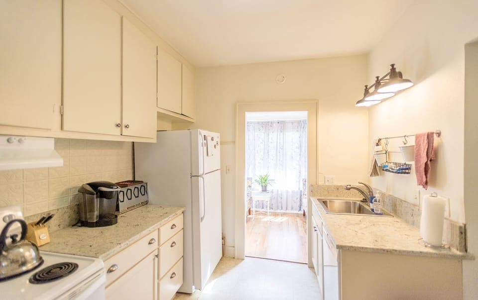 Well stocked, period style kitchen. Granite counters.
