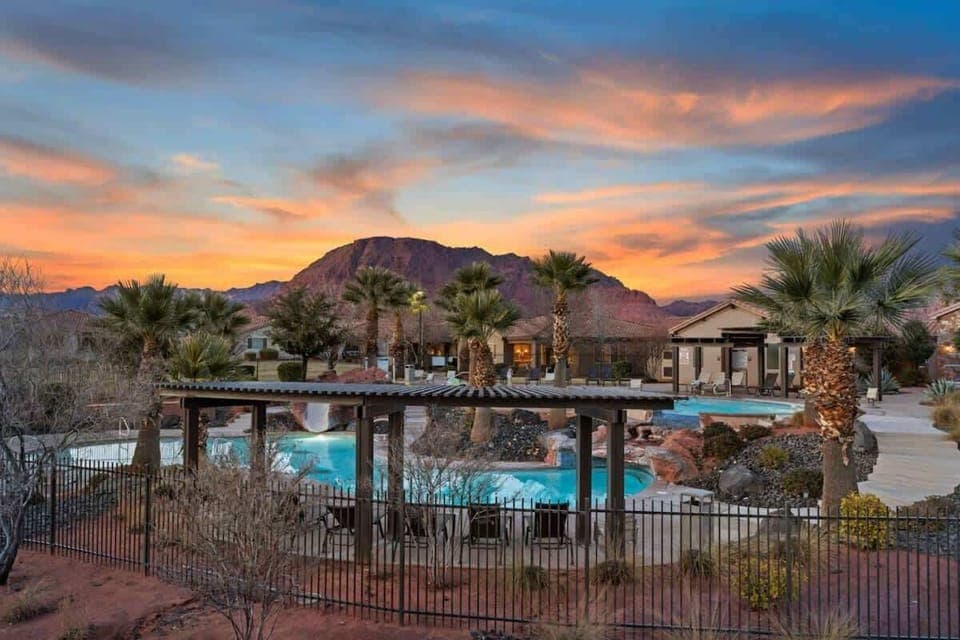Beautiful pool and red rock views from private balcony