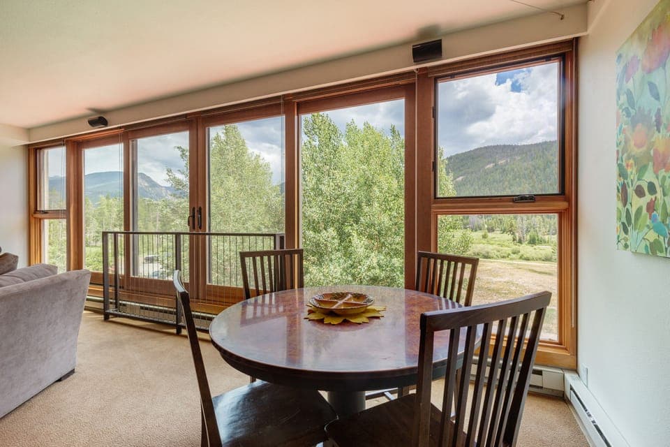 Bonus table for 6 with panoramic view for games, kids or sunny morning coffee. 
