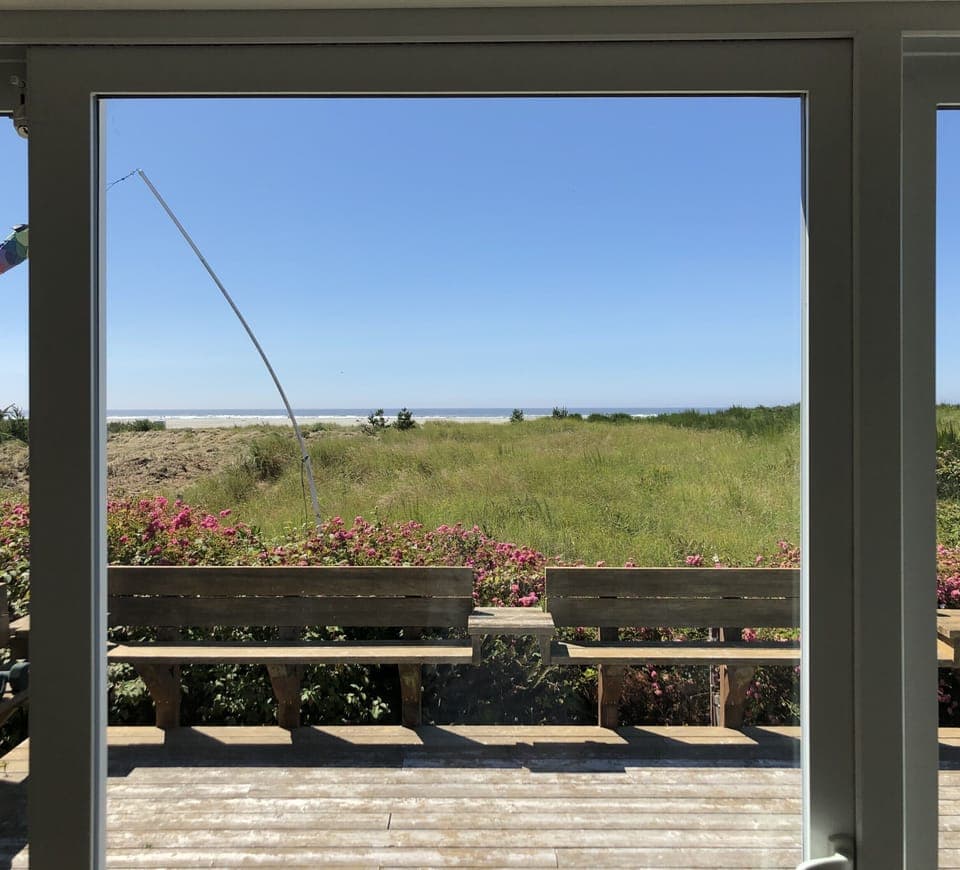 View from the sliding glass door to deck