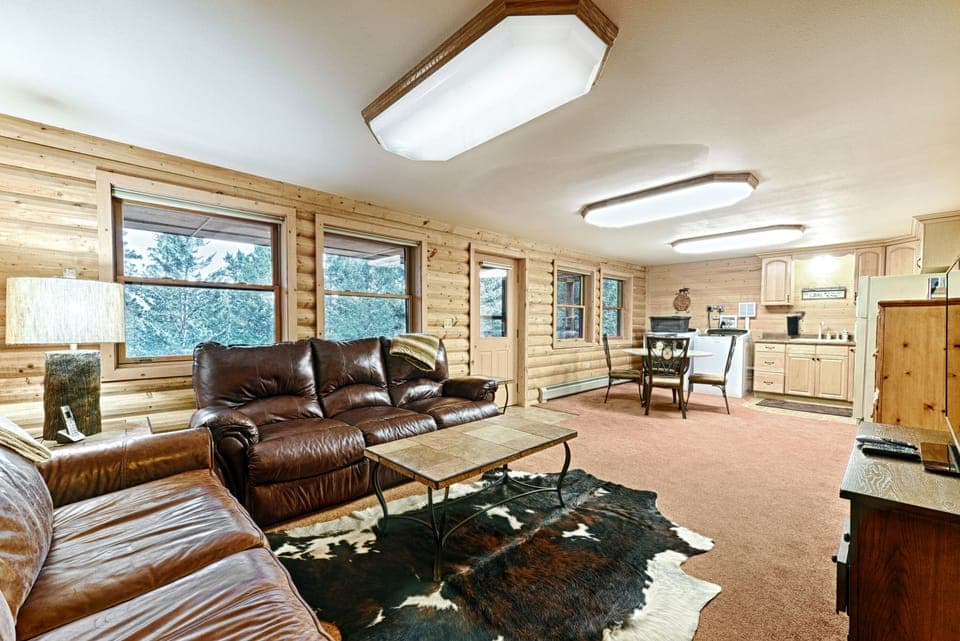 Downstairs TV and Playroom, with large washer/dryer 