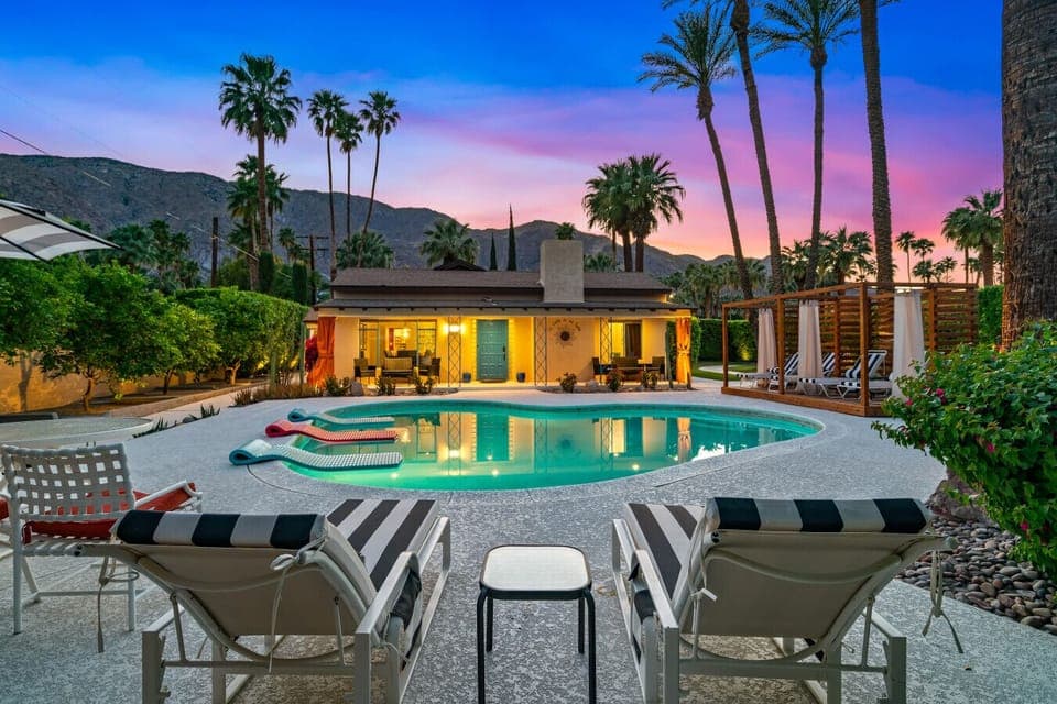 Private Resort Compound at Sunset with Mountain Views
