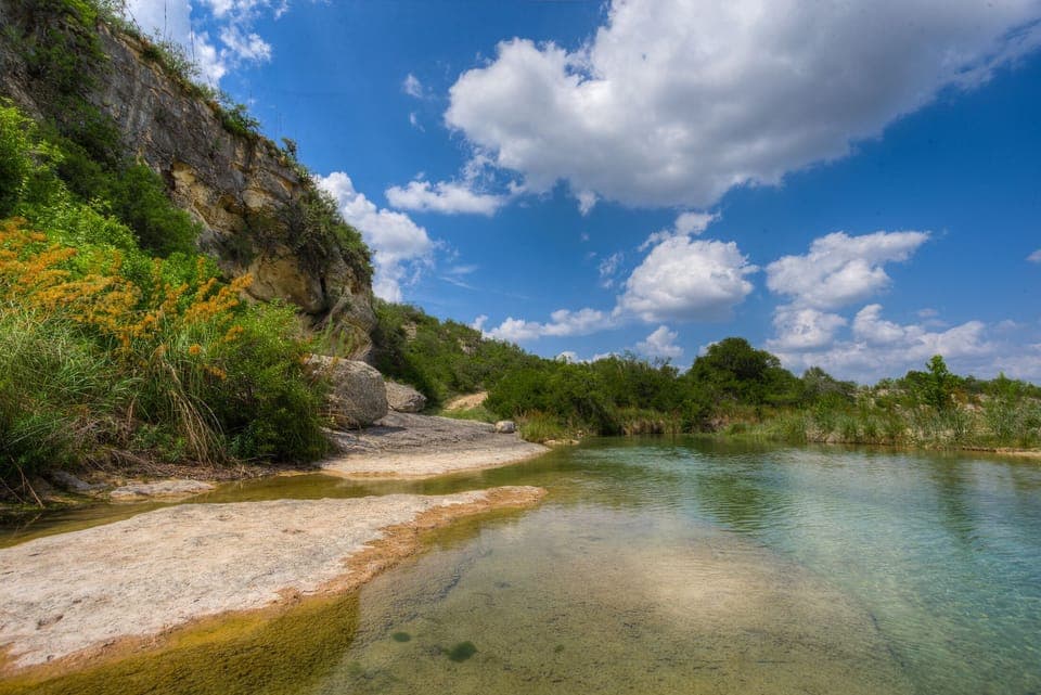 Shallow Beach Entrance into Nueces River on Property.