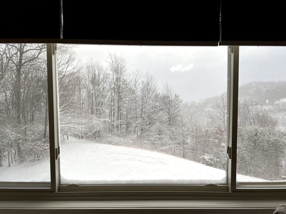 Snowy view from window. 