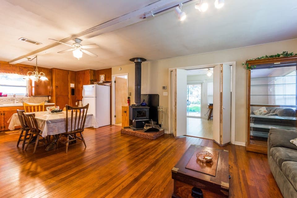 Spacious living/ dining/ kitchen area.