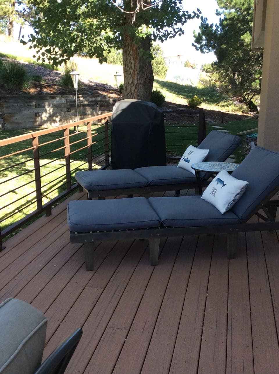 Outdoor lounge chairs and gas BBQ 