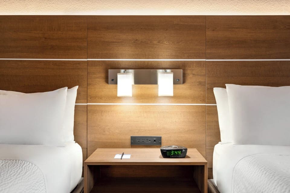 Individually furnished, desk, laptop workspace, blackout drapes