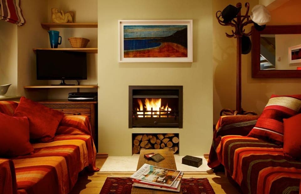 A roaring fire to cozy up to.