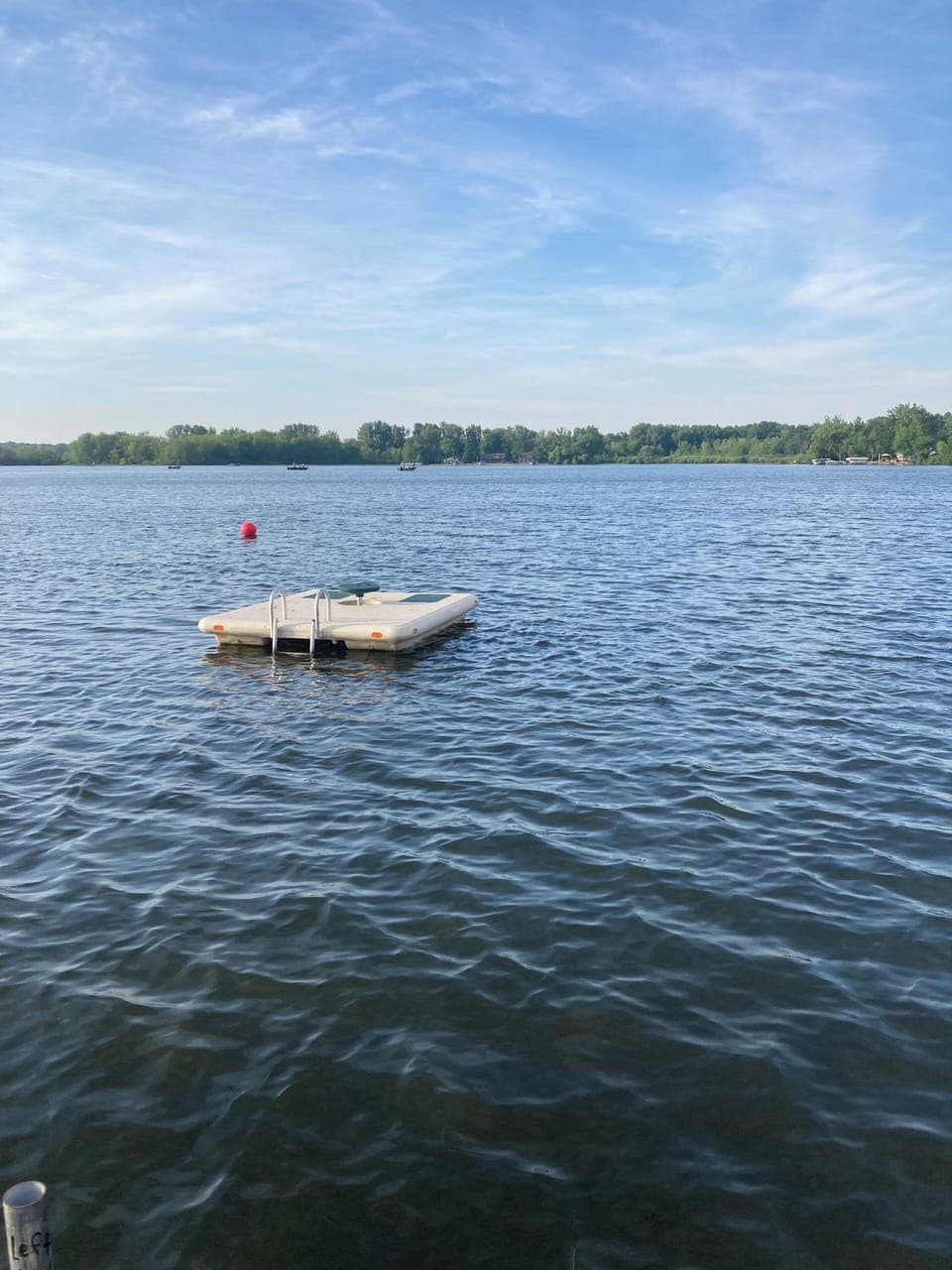 Swim raft about 12 feet deep