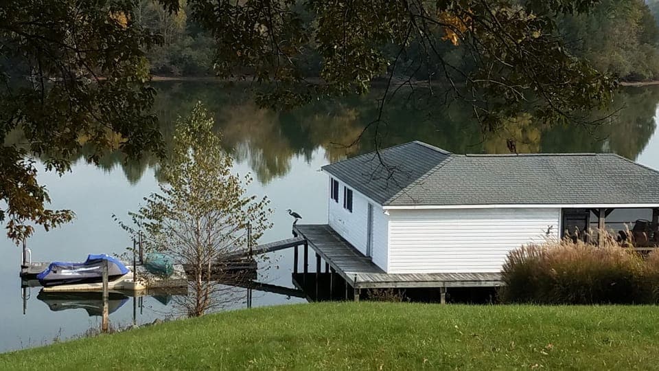 Private ride-up docks available for two jet skis (note Heron on the dock)
