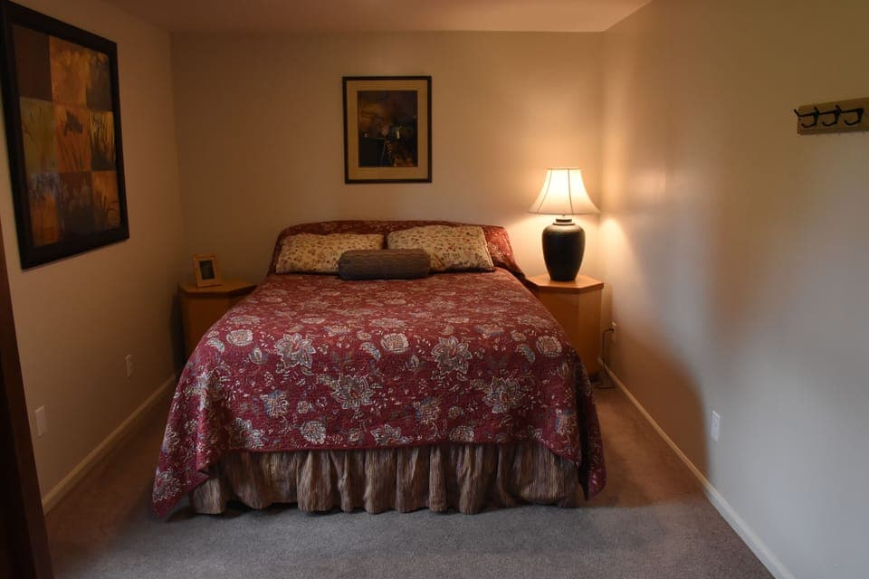 Private bedroom with luxuriously comfortable queen size bed