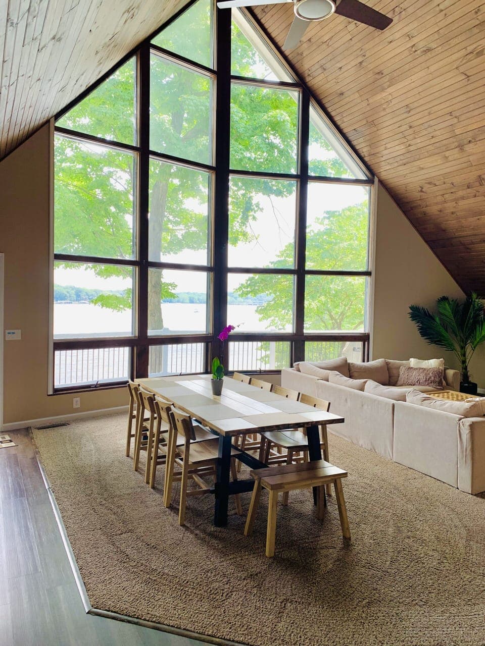 Dining area with living room 
