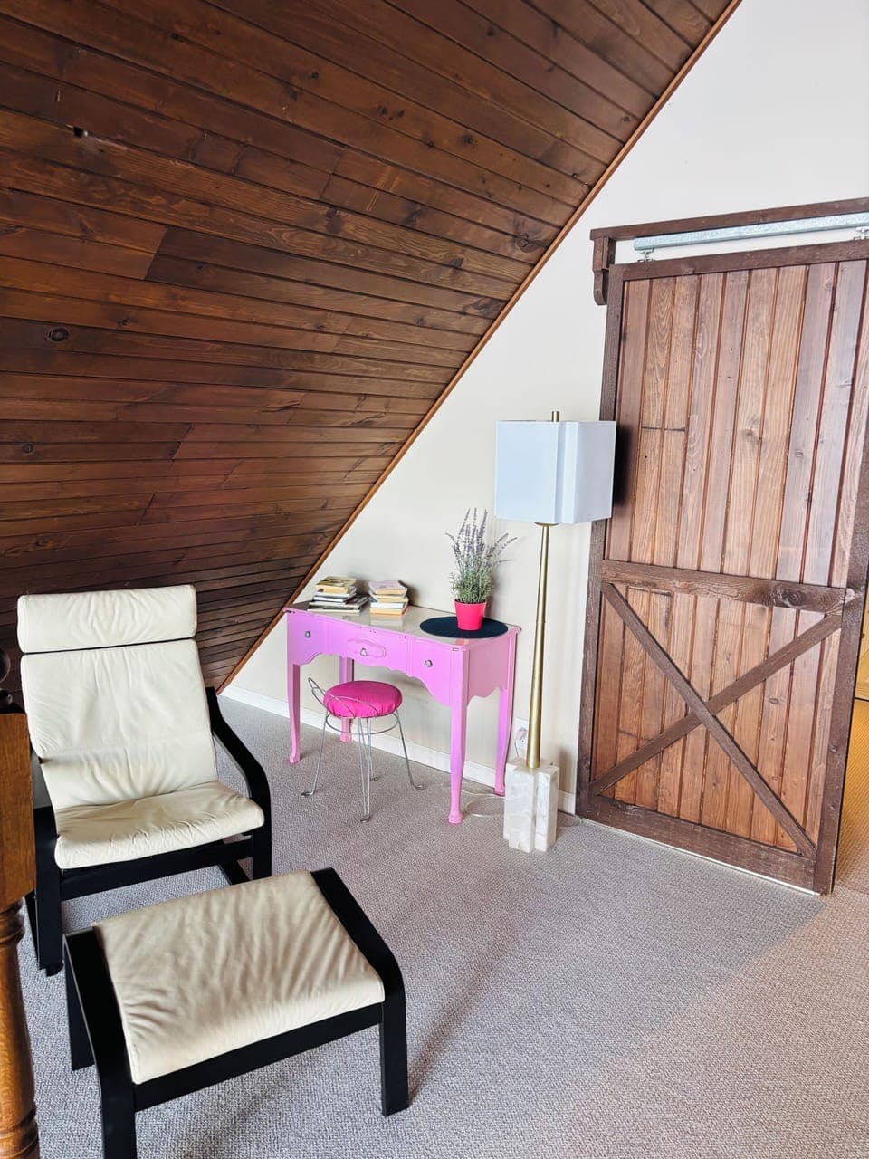 Upstairs loft with bouncy chair