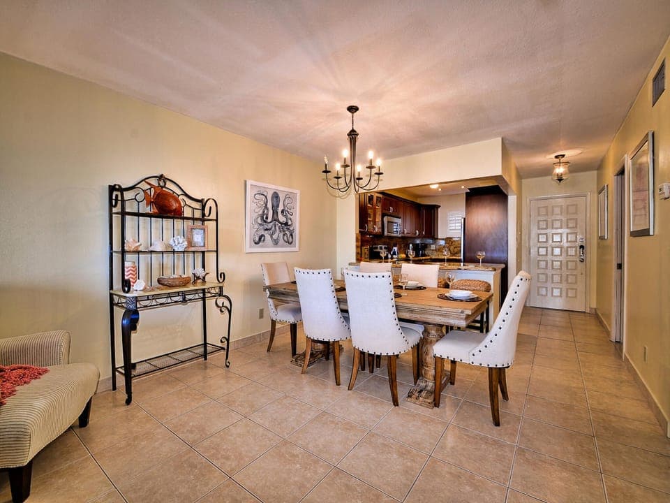 Spacious dining room area.