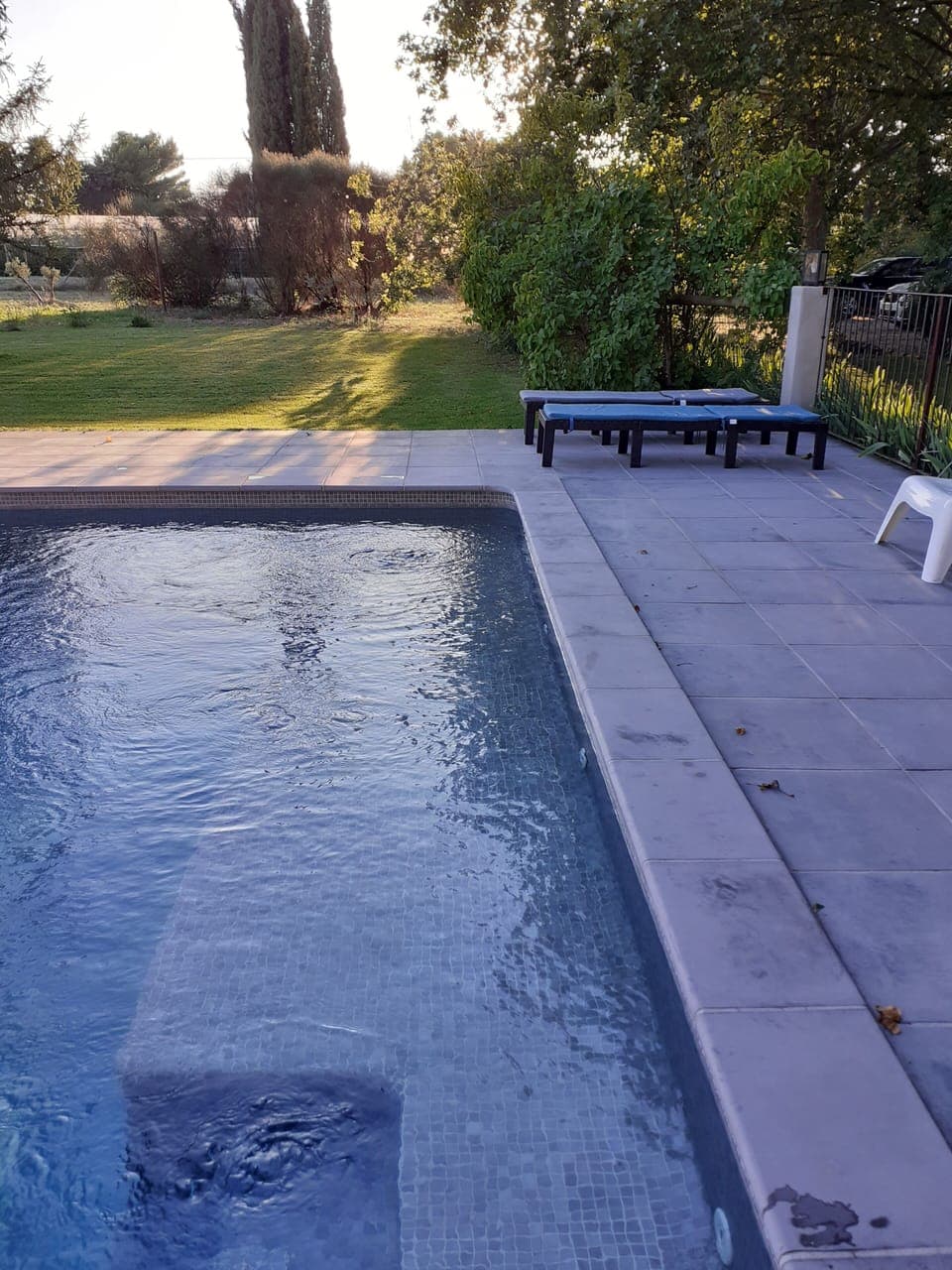 Outdoor pool, sun loungers