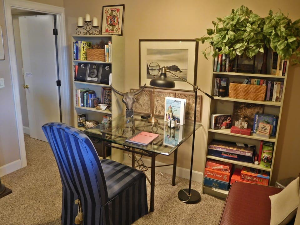 Study and the door to the back hall and bathroom. 