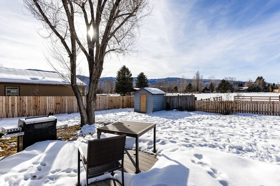 Large back yard fully fenced.  Open field behind.