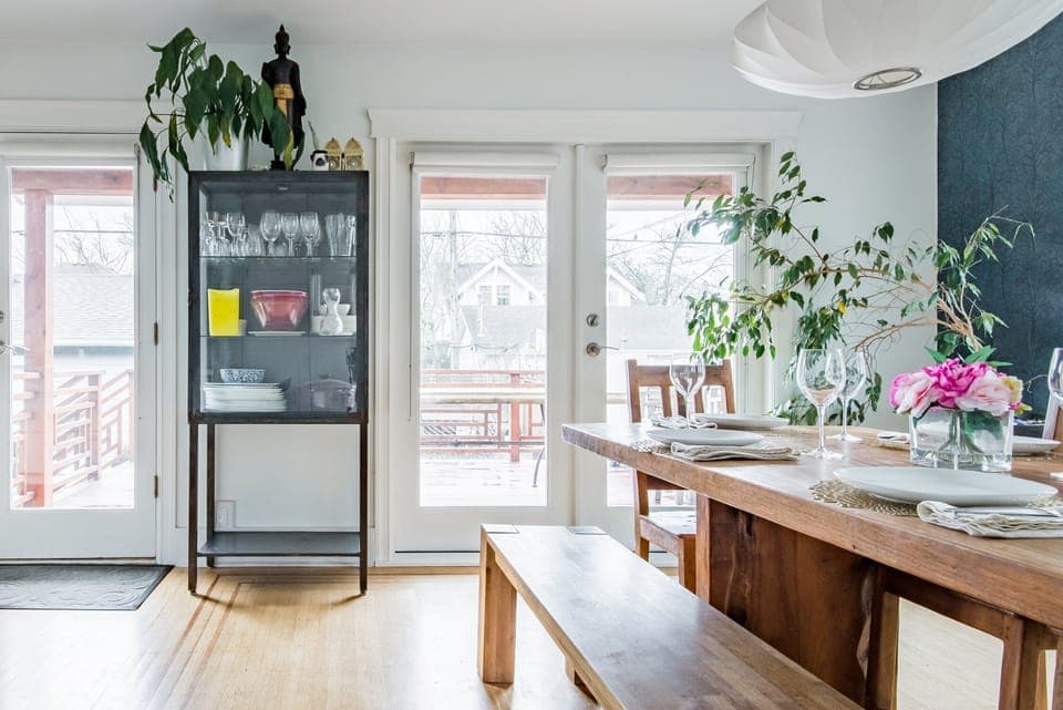 Kitchen is light-filled