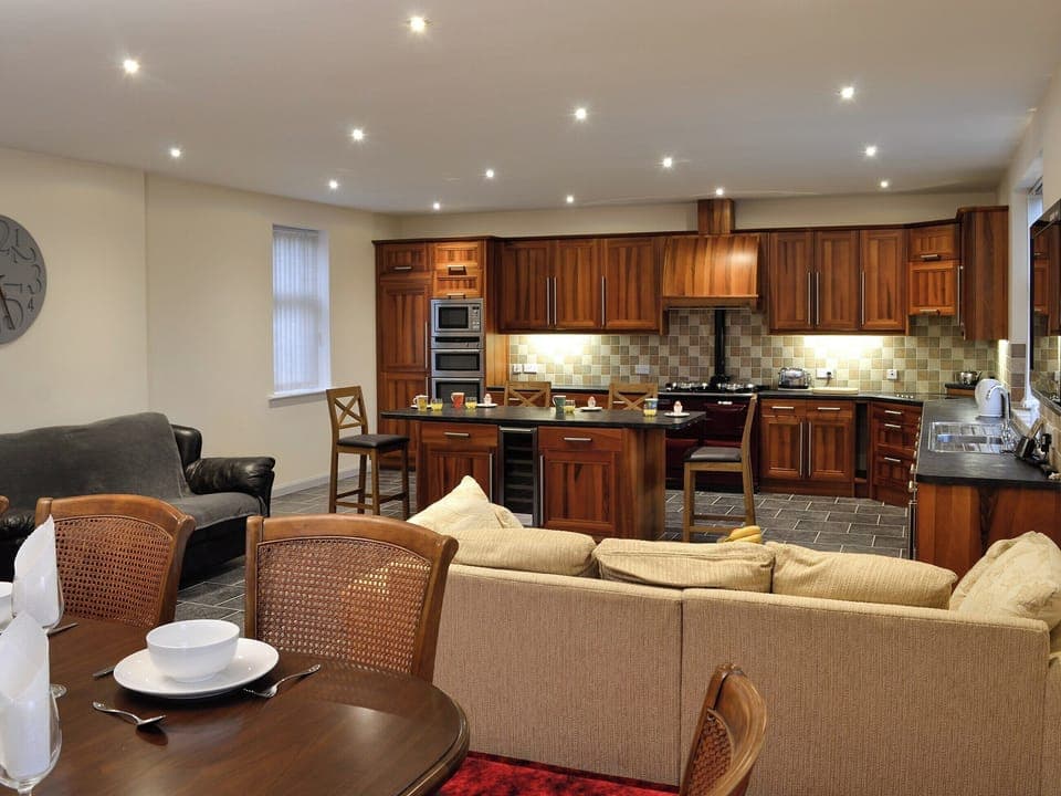 Open plan kitchen, living and dining area | Liftingstane Farmhouse - Liftingstane, Closeburn, near Thornhill