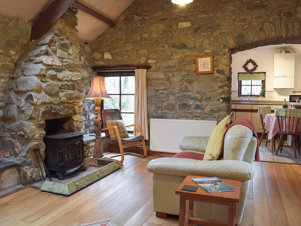 Living room with wood burner | Jemima&rsquo;s Cottage, Cilshafe, near Fishguard
