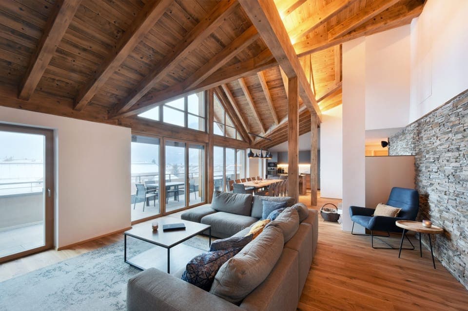 Deluxe Penthouse, Multiple Beds, Balcony, Mountain View | Living area | LED TV