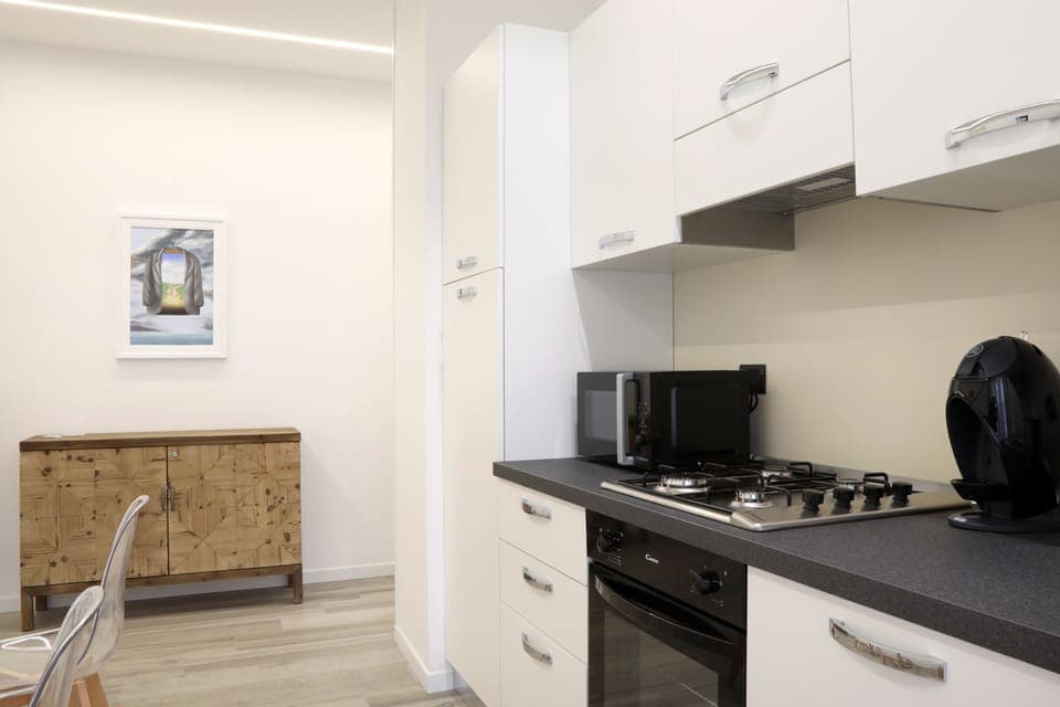 Full-size fridge, microwave, oven, stovetop