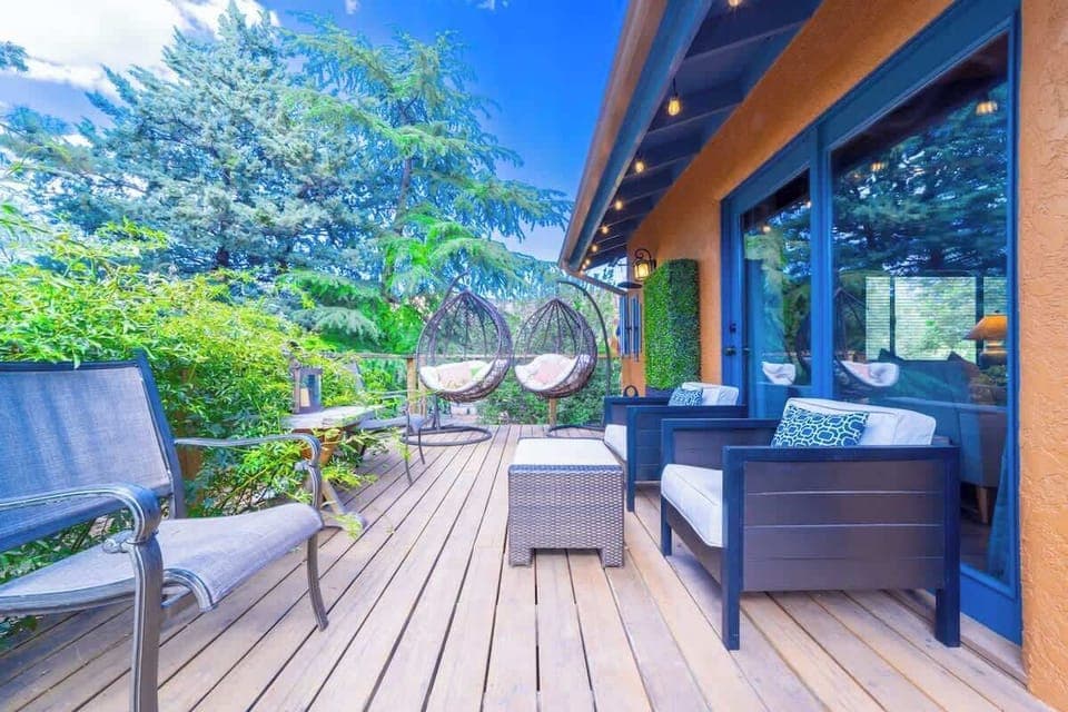 Outdoor deck from living room and master