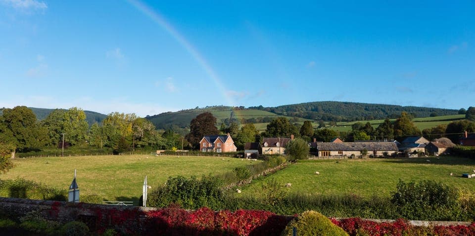 Bucknell village, with the Mynd in the background