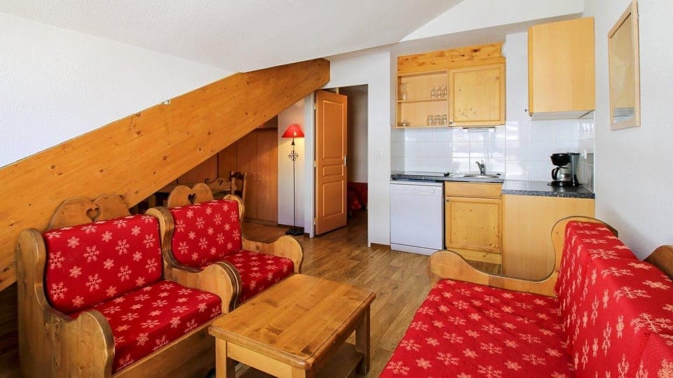 Kick back your feet and relax in the cozy living area.