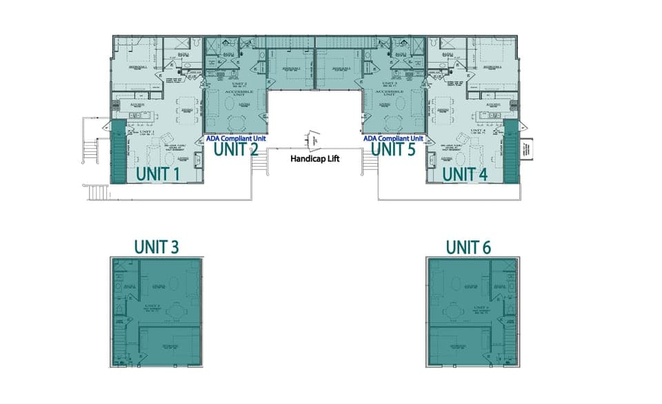 Six individual units with full kitchens or kitchenettes. Available nightly, weekly. Ideal for multi-generational family gatherings, or couple get-aways to Morro Bay. Can rent individually, or half (3 units), or all 6 (full complex). Units have private or semi-private balconies or roof top deck. Views are bay, ocean and Morro Bay Rock.