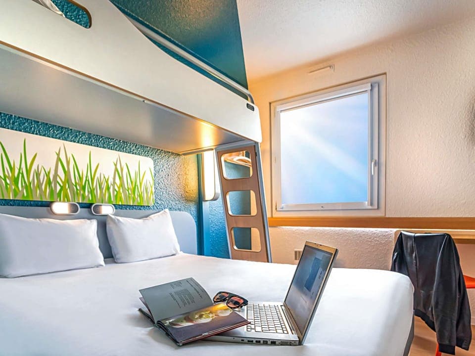 Desk, blackout drapes, soundproofing, iron/ironing board