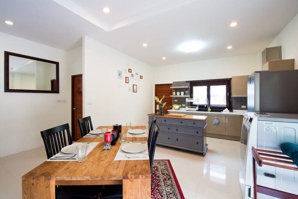 Dining  Area  & Modern Western Kitchen  with cooking board