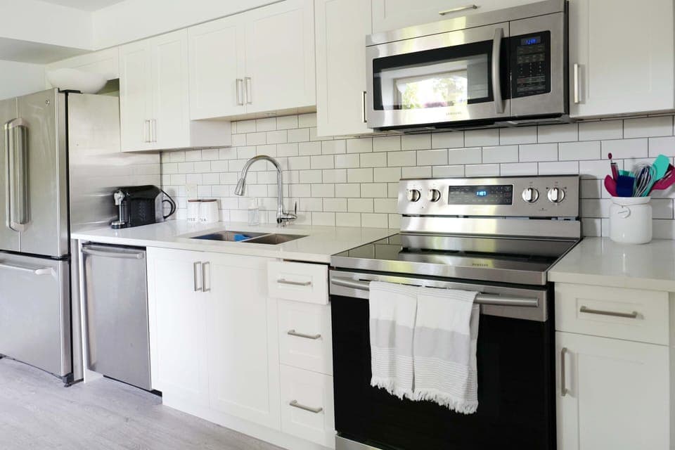 Kitchen with stainless steel appliances