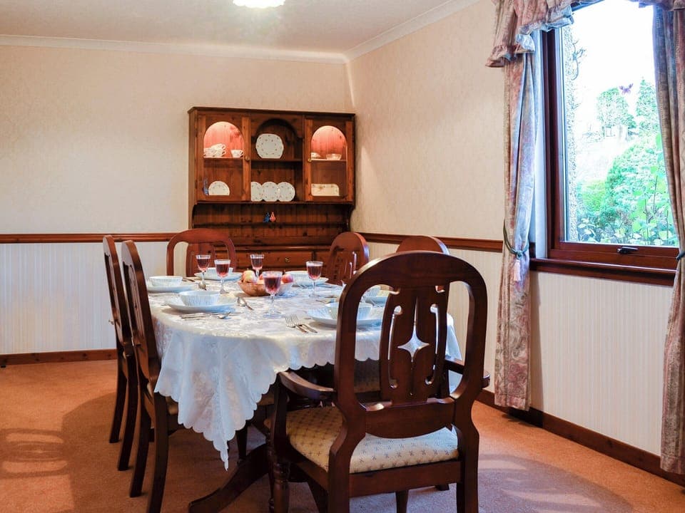 Dining area with fine view over the garden | Hazelmere, Rattray, near Blairgowrie
