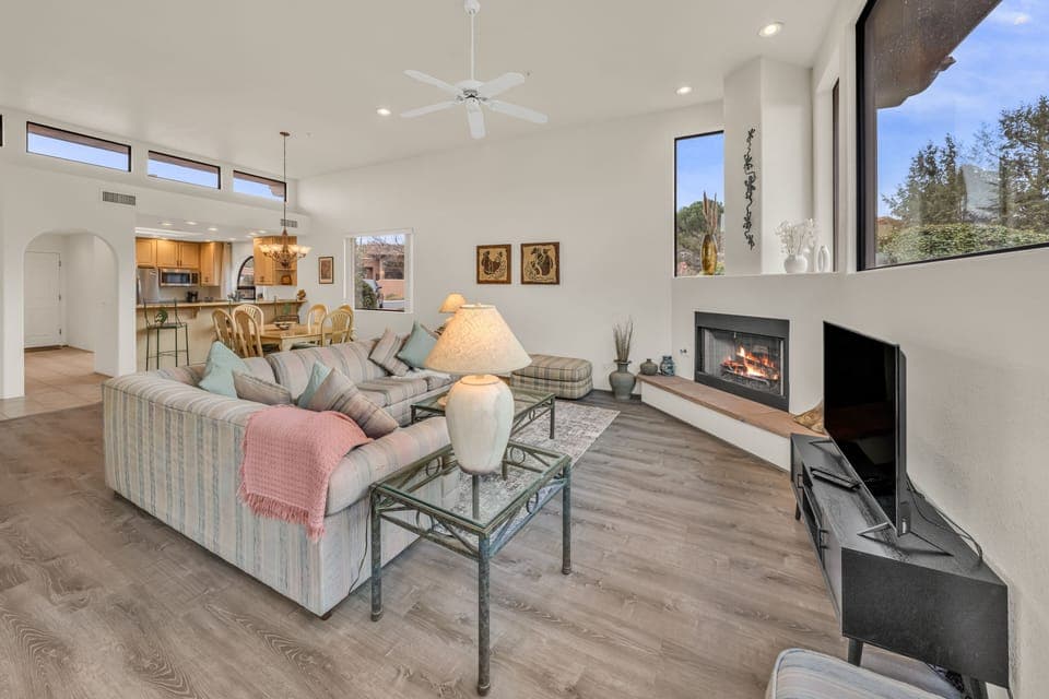 Living Room With New Smart TV And Cable