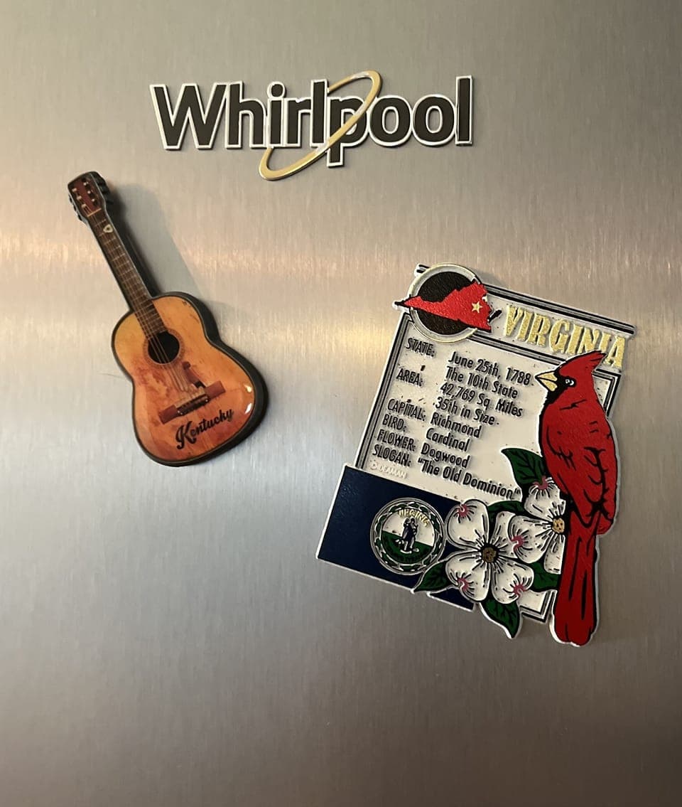 Look what a couple guests left on the fridge! Kentucky & Virginia!  Who’s next? 