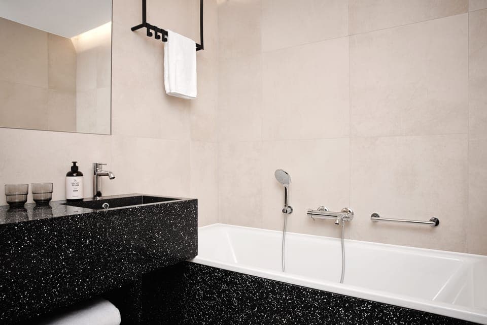 Hair dryer, towels