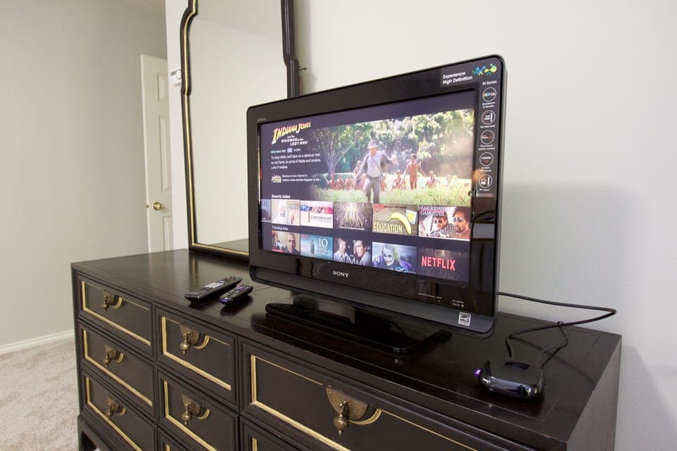 Small TV in primary bedroom