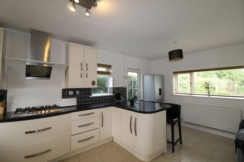 Full-size fridge, microwave, oven, stovetop