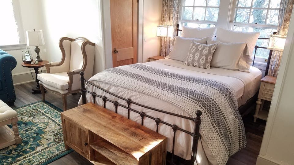 There is plenty of storage space for longer term stays with two walk in closets.