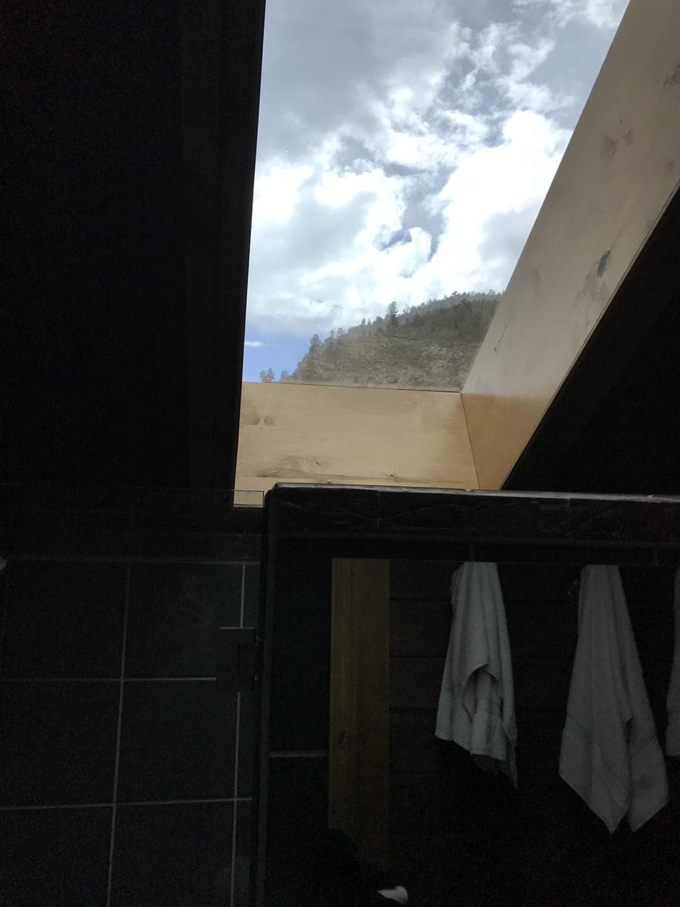 Skylight view directly over master shower 