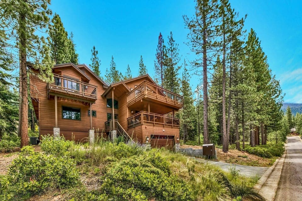 Cozy mountain cabin retreat surrounded by towering pines
