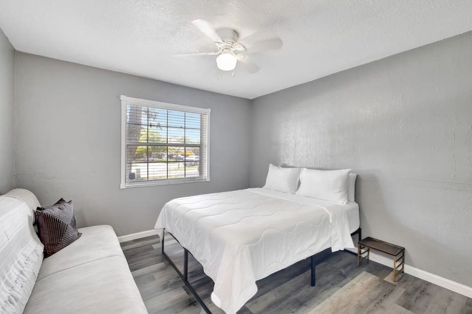 Bedroom 3 has a comfy queen bed and queen futon. Comfortably sleeps 4.