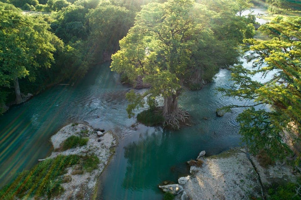 Aerial view of fantastic river access from property
