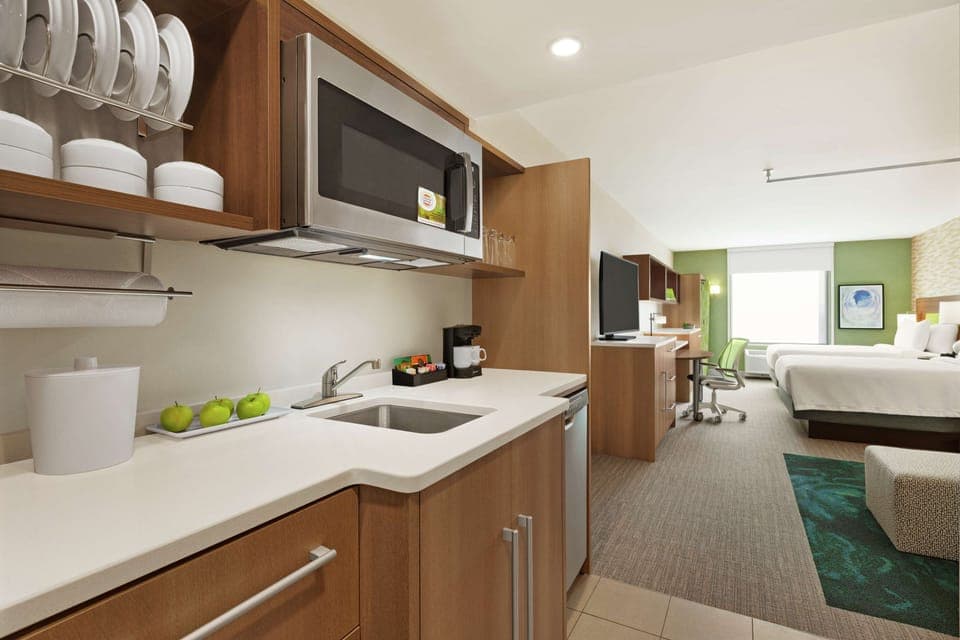 Studio, 2 Queen Beds, Non Smoking | In-room safe, desk, laptop workspace, iron/ironing board