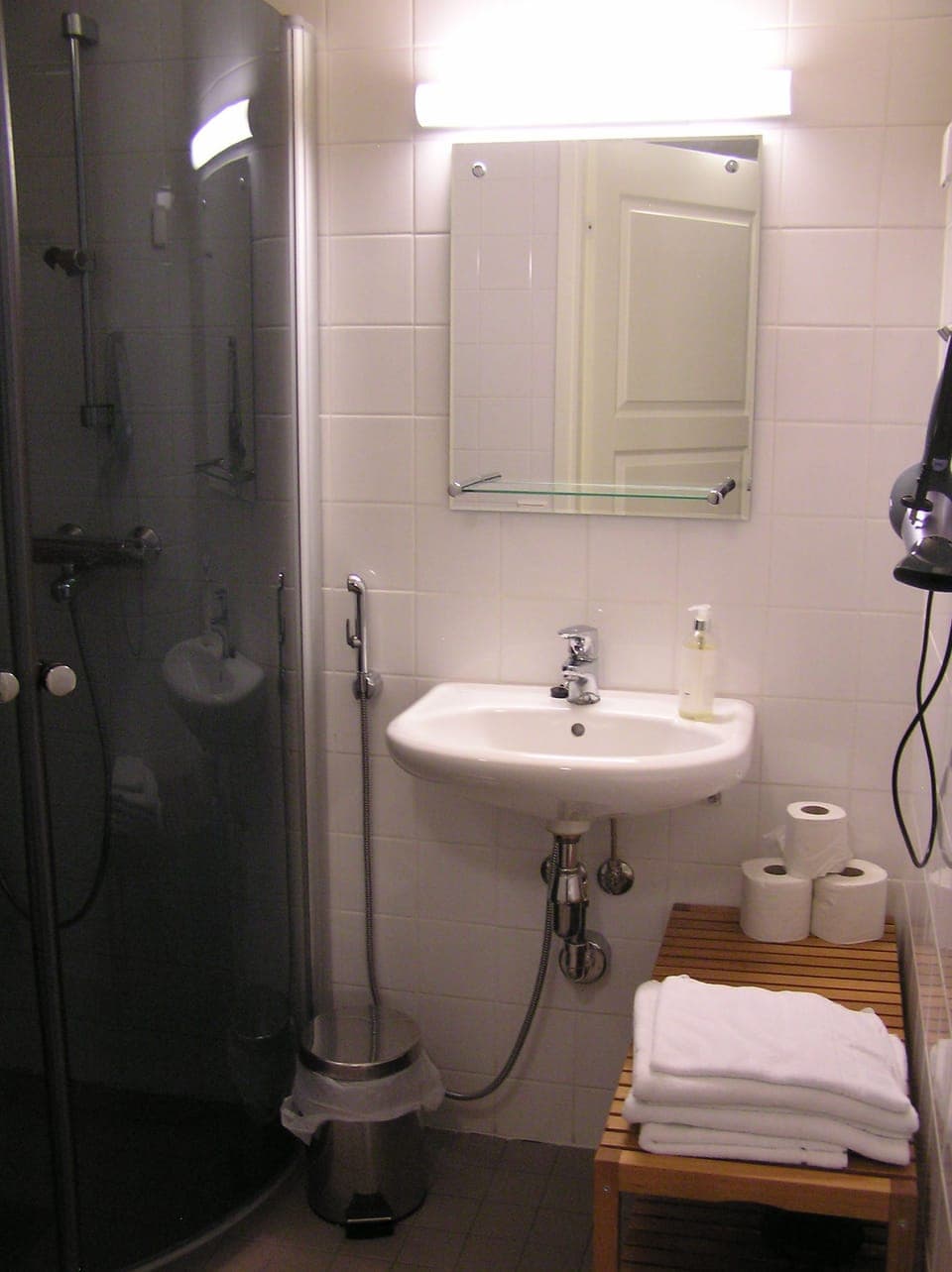 Shower, eco-friendly toiletries, hair dryer, towels