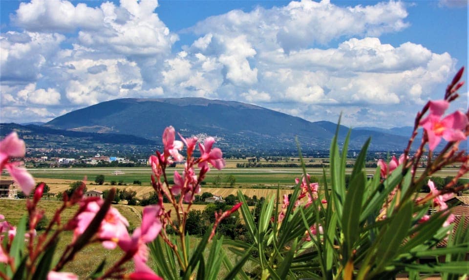 Fantastic panorama of the Subasio Mount from the terrace